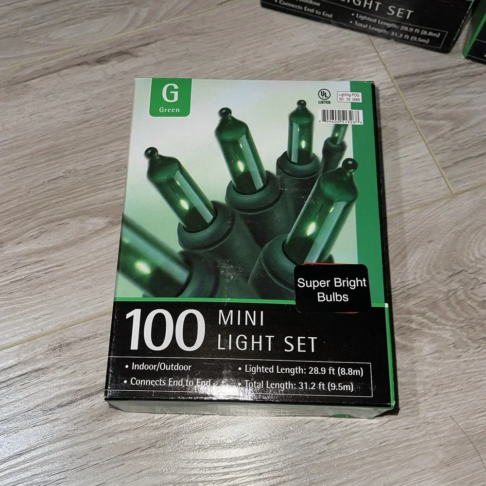NIB 5 Christmas Holiday String Lights Mini Indoor Outdoor GREEN 1 Bx Icicle VTG